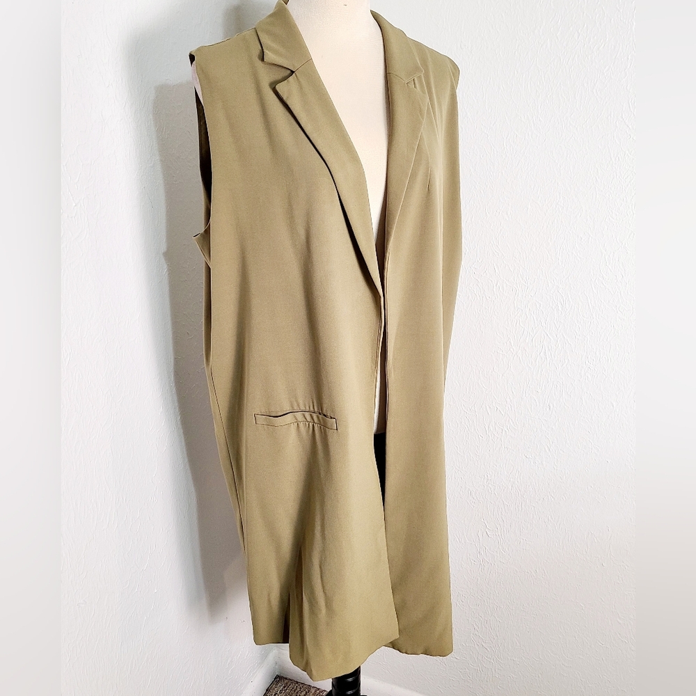 Prologue Beige/Tan Long Sleeveless Vest Jacket, Size XXL - Picture 3 of 12